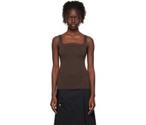 Brown Curved Neck Tank Top