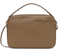 Beige Leather Parcel Shoulder Bag