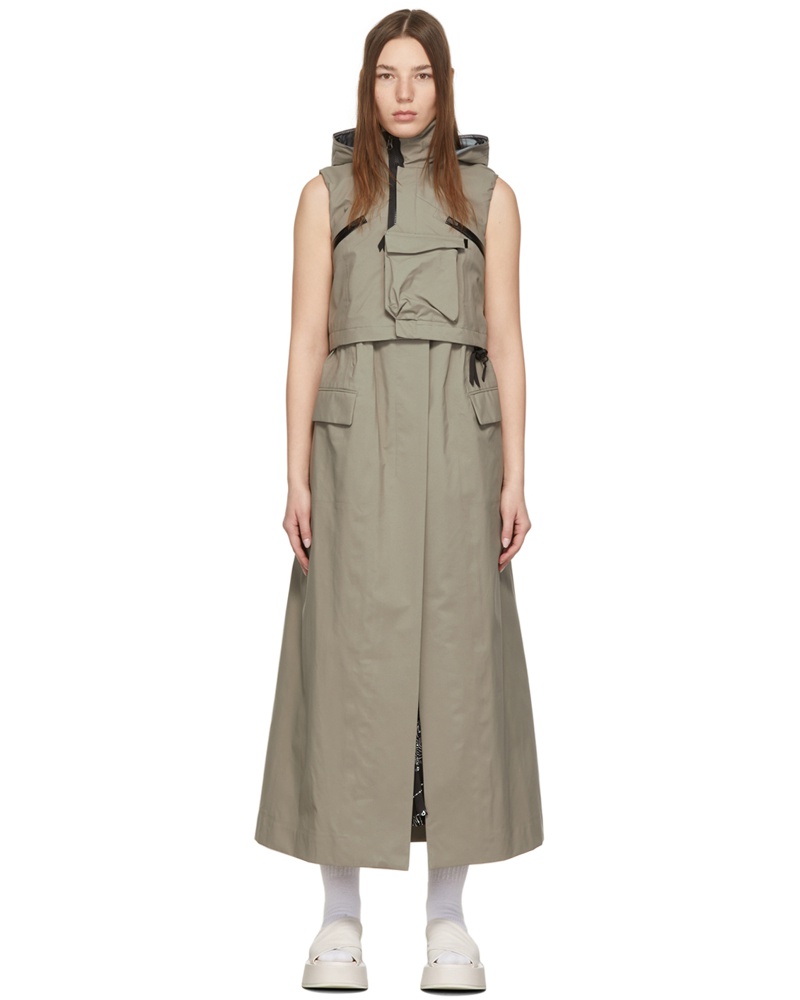 Sacai Damen Khaki ACRONYM® Edition Sleeveless Coat