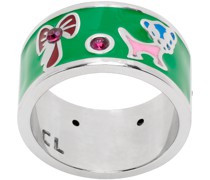 Silver Bear Dog Bow Ring