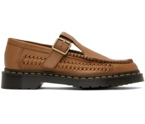 Tan Adrian T-Bar Leather Loafers