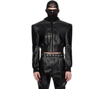 Black Edfu Flight Leather Jacket