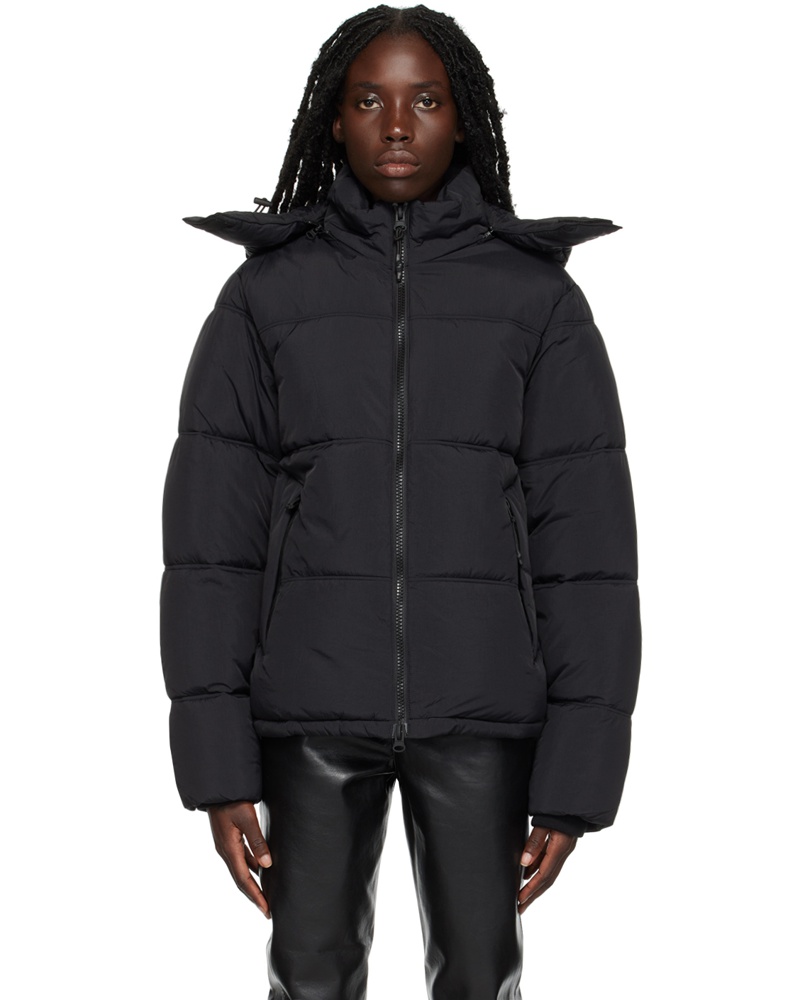 The Very Warm Damen Black Hooded Puffer Jacket