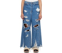 Blue Destroyed Jeans