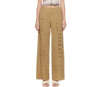 Khaki Triple Embroidered Trousers