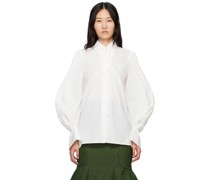 White Curved Pleated Shirt