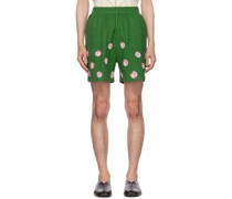 Green Floral Shorts