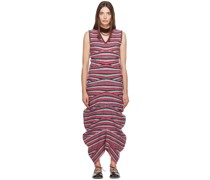 Multicolor Striped Curl Midi Dress