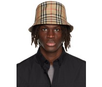 Beige Check Bucket Hat