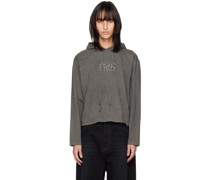 Gray Embroidered Hoodie