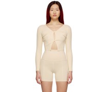 Beige Verso Cut Out Cardigan