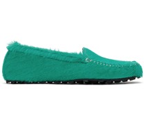 Green Calf-Hair Moc Loafers