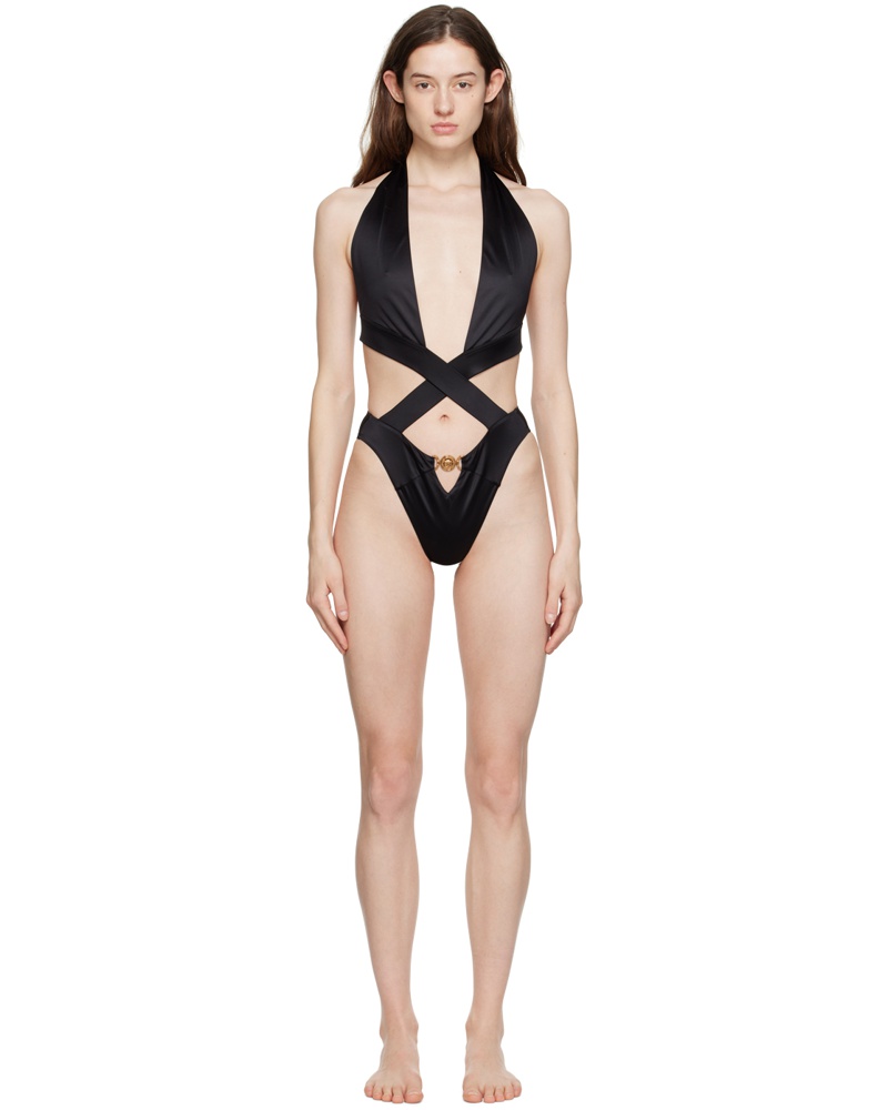 Versace Damen Black Medusa One-Piece Swimsuit