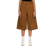 Brown Patch Denim Shorts