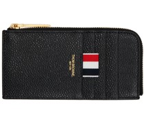 Black Leather Half Zip-Around Wallet