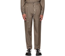 Brown Classic Double Pleats Trousers