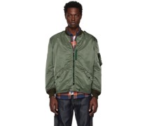 Green Deadstock Nylon Bomber Jacket