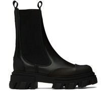 Black Cleated Mid Chelsea Boots