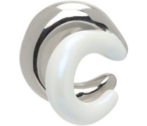 Silver & White Perla Single Ear Cuff