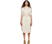 Off-White Crinkled Midi Dress