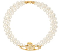 Beige & Gold Bas Relief Pearl Choker