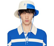 White & Blue Asymmetric Colorblock Bucket Hat