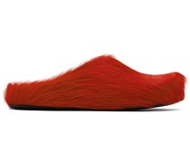 Red Calf-Hair Fussbett Sabot Loafers