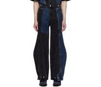 Black & Blue Paneled Jeans
