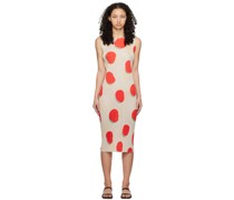 Off-White & Red Bean Dots Midi Dress