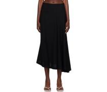 Black Curved Midi Skirt