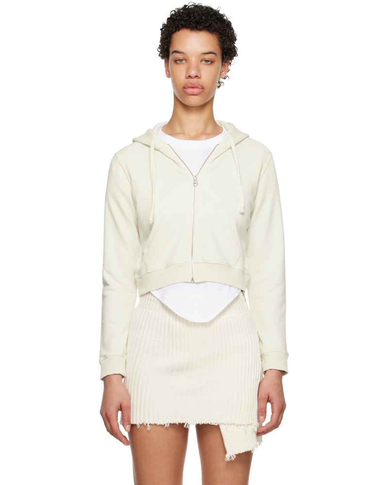Maison Margiela Damen Off-White Cropped Hoodie
