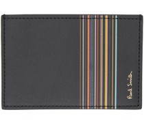 Black Signature Stripe Block Card Holder
