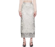Silver Layered Midi Skirt