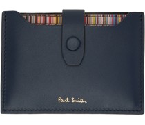Blue Signature Stripe Pull-Out Card Holder