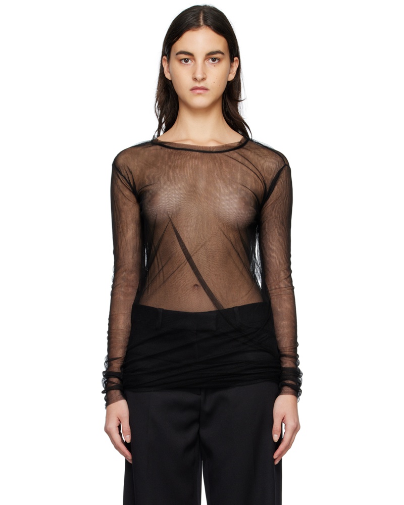 Ann Demeulemeester Damen Black Karen Long Sleeve T-Shirt Ann Demeulemeester Damen Black Karen Long Sleeve T-Shirt