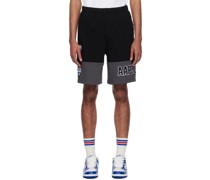 Black & Gray Paneled Shorts