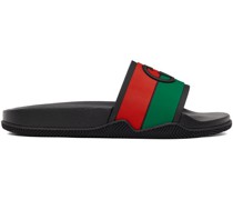 Black Interlocking G Slip-On Sandals