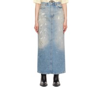 Blue Paint Splatter Denim Maxi Skirt