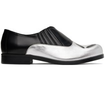 Black & Silver 4 Slashed Loafers