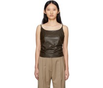 Brown Faux-Leather Tank Top