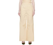 Beige Elasticized Trousers