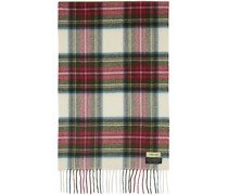 Off-White & Red Tartan Scarf