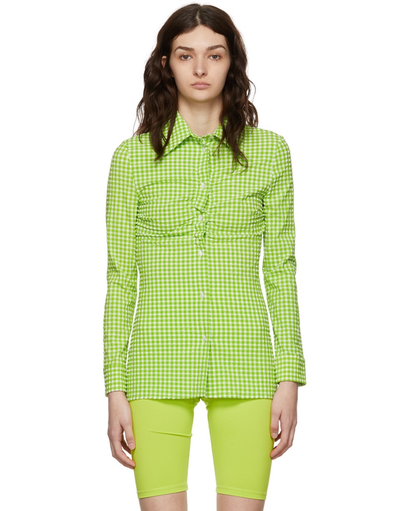 MSGM Damen Green Nylon Shirt