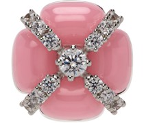 Silver & Pink YVMIN Edition Cross Flower Earring