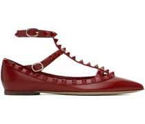 Red Rockstud Ballerina Flats