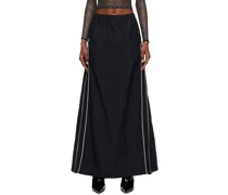 Black Piping Maxi Skirt