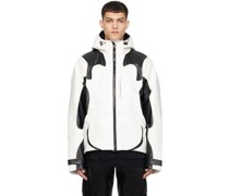 White & Black Paneled Faux-Leather Jacket