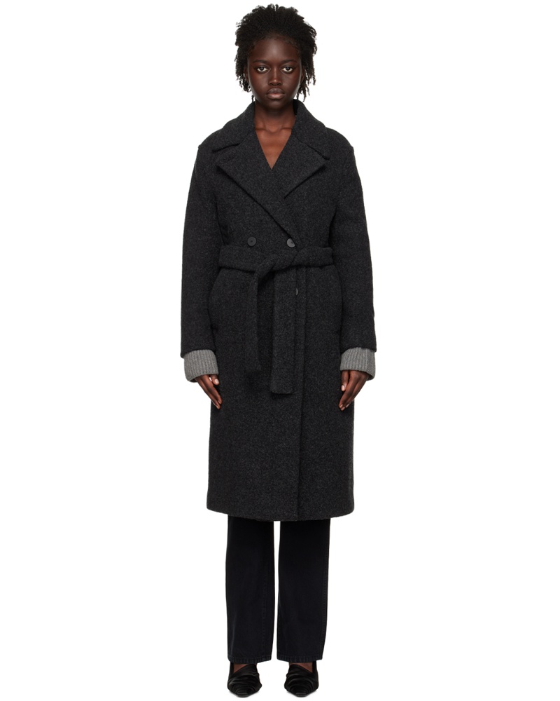Harris Wharf London Damen Gray Double-Breasted Coat