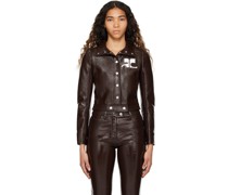 Brown Press-Stud Vinyl Jacket