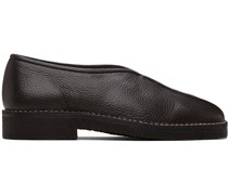 Brown Piped Crepe Slippers